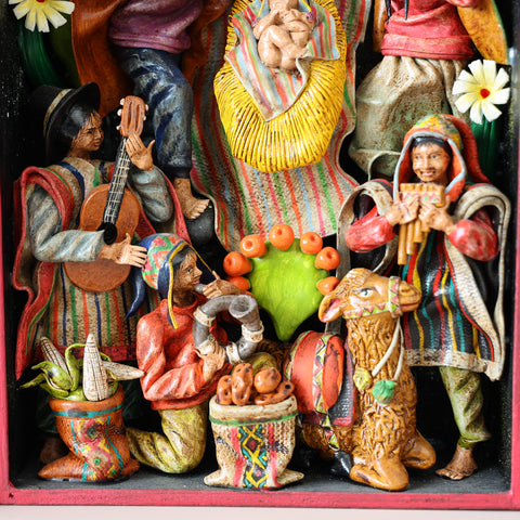 Retablo Andino "Nacimiento de niño Jesús"