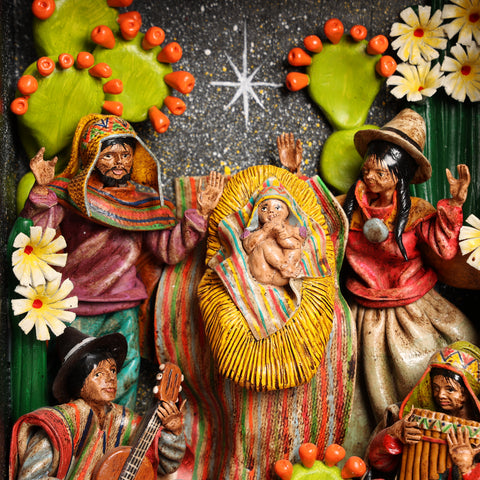 Retablo Andino "Nacimiento de niño Jesús"