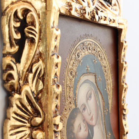 Pintura Cuzqueña con Marco " Virgen Maria con Niño  " PF040176