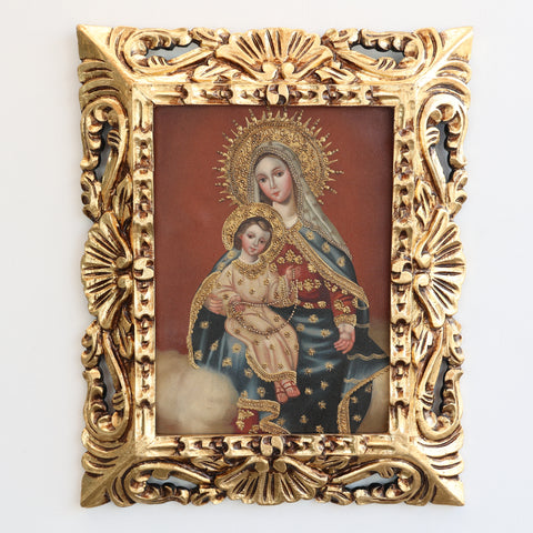 Pintura Cuzqueña con Marco " Virgen del Rosario " PF040177