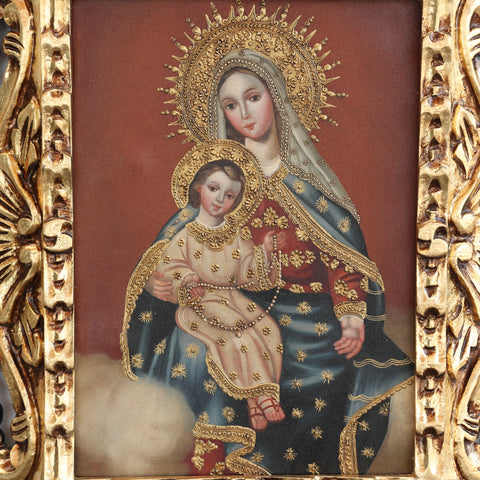 Pintura Cuzqueña con Marco " Virgen del Rosario " PF040177