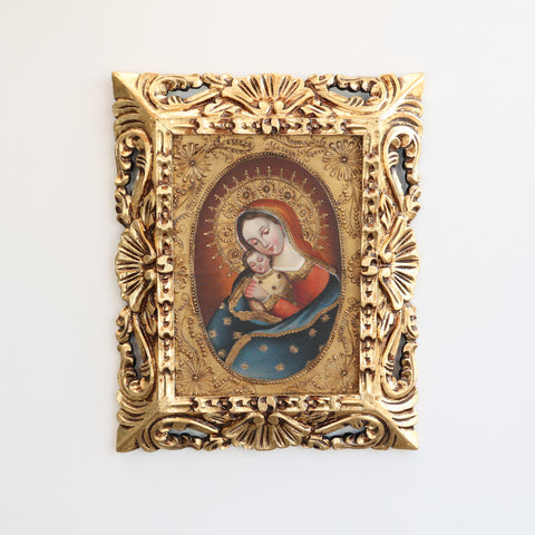 Pintura Cuzqueña con Marco " Sagrado Corazon de Jesus " PF040178