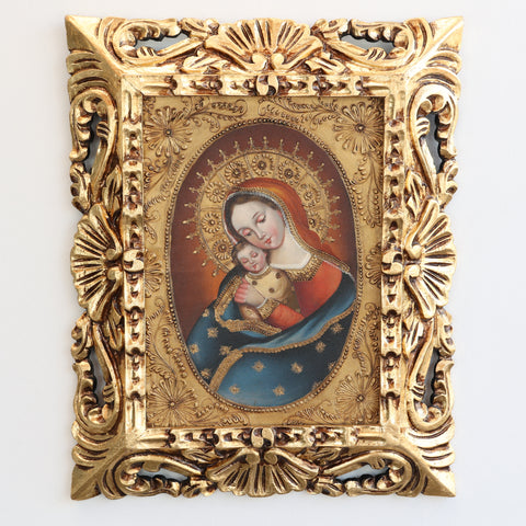 Pintura Cuzqueña con Marco " Sagrado Corazon de Jesus " PF040178