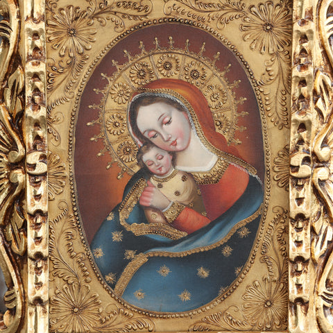 Pintura Cuzqueña con Marco " Sagrado Corazon de Jesus " PF040178