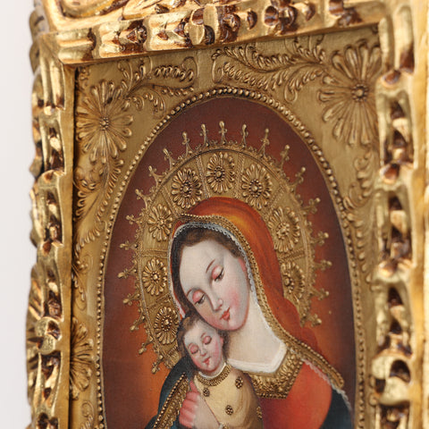 Pintura Cuzqueña con Marco " Sagrado Corazon de Jesus " PF040178