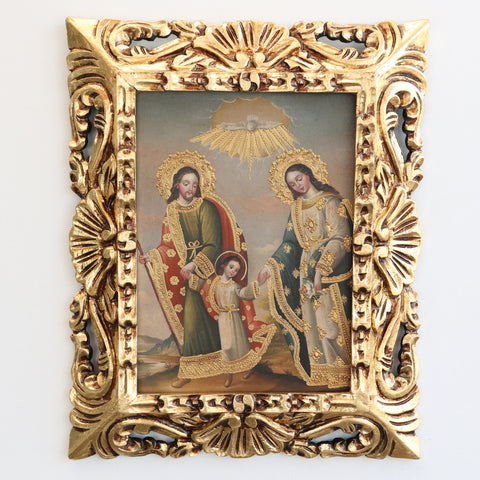 Pintura Cuzqueña con Marco " Sagrada Familia " PF040183