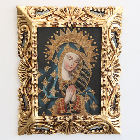 Pintura Cuzqueña con Marco " Virgen Orando" PF040185