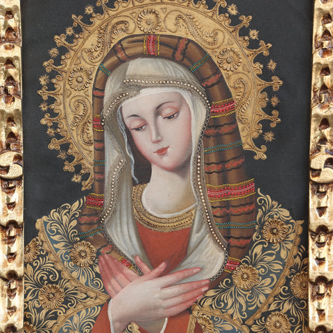 Pintura Cuzqueña con Marco " Virgen Madonna" PF040186