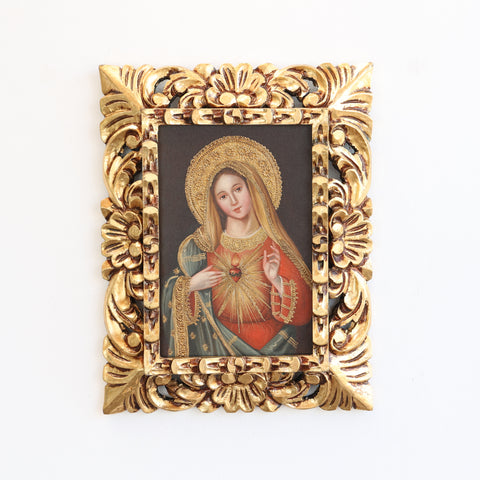 Pintura Cuzqueña con Marco " Sagrado Corazon de Maria " PF030167