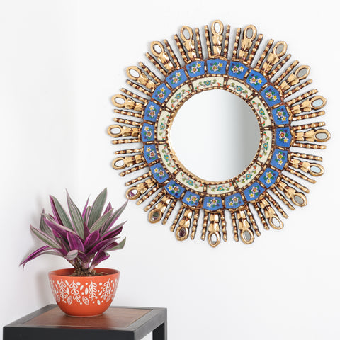 Adorna tu espacio con nuestros espejos de 50 cm estilo cuzqueño, reflejo de la artesanía peruana y símbolo de tradición y elegancia - Espejos Peruanos - Espejos Peruanos - Echo a Mano - Madera Tallada - Espejo Decorativo - Espejo Artesanal