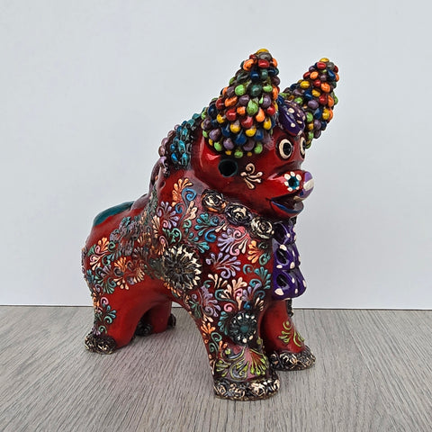 Toro de Pucara Rojo Envejecido Premium 13cm