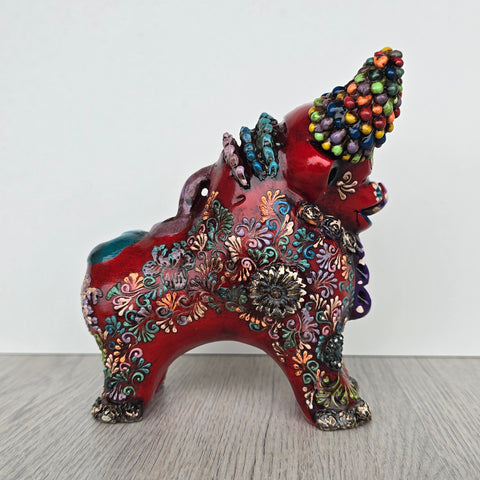 Toro de Pucara Rojo Envejecido Premium 13cm