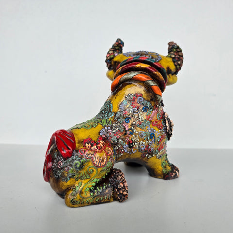Toro de Pucara Amarillo Envejecido Premium 17cm