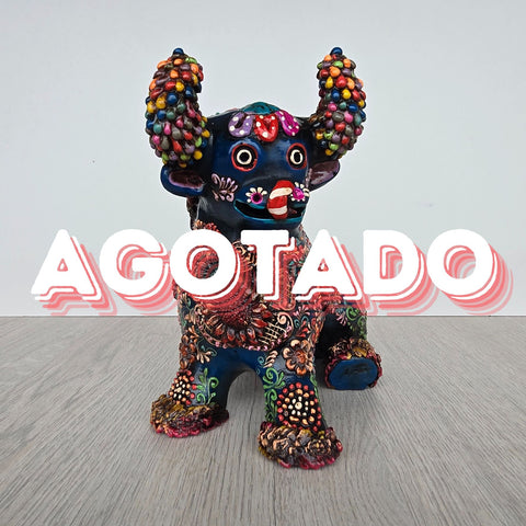 Toro de Pucara Azul Envejecido Premium 17cm