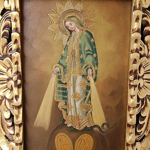 Pintura Cuzqueña con Marco " Virgen de la Medalla Milagrosa " PF030160