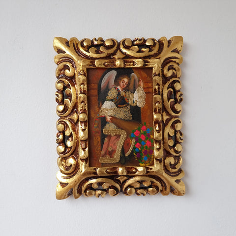 Pintura Cuzqueña con Marco " Arcángel Gabriel " 11