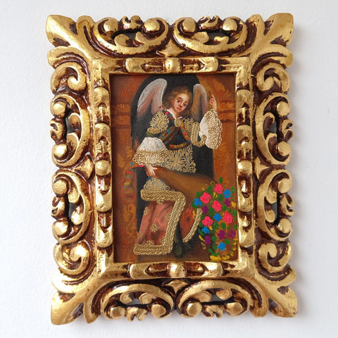 Pintura Cuzqueña con Marco " Arcángel Gabriel " 11