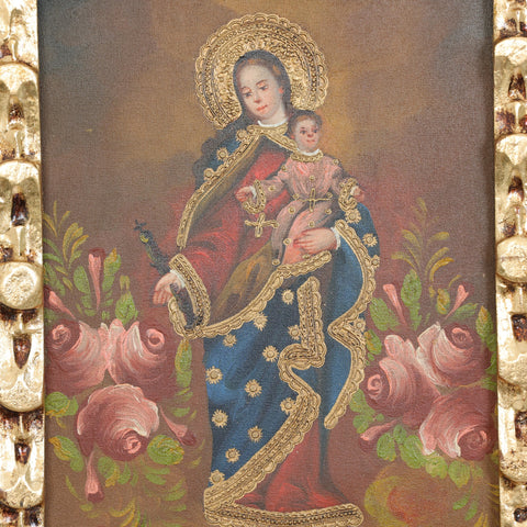 Pintura Cuzqueña con Marco " Virgen de la Asuncion" PC02050