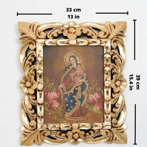 Pintura Cuzqueña con Marco " Virgen de la Asuncion" PC02050