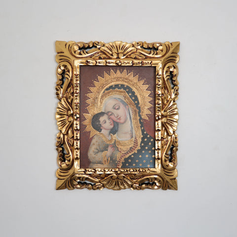 Pintura Cuzqueña con Marco " Virgen Maria con el Niño " 642