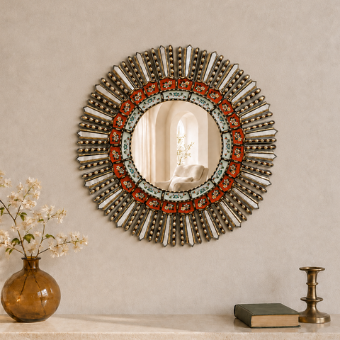 🪞✨ Espejo Cuzqueño "Lima Rojo" de 60 cm ✨🪞