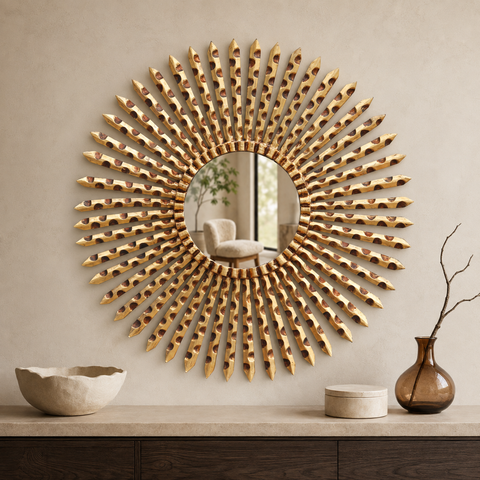 🪞☀️ Espejo Cuzqueño Gold "Sol" de 70cm ✨
