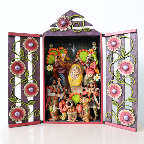 Retablo Andino "Nacimiento de niño Jesús"