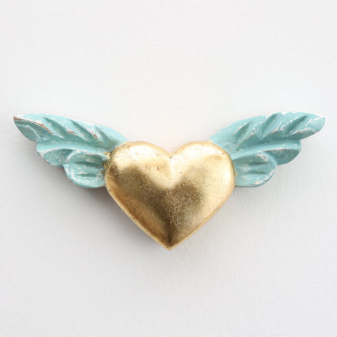 💛 Corazón Alado Mini – Decoración Artesanal Vintage 🕊️