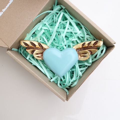 💙 Corazón Alado Mini – Decoración Artesanal Vintage 🕊️