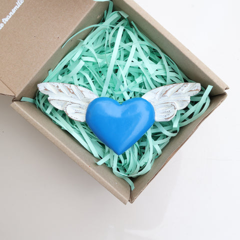 💙 Corazón Alado Mini – Decoración Artesanal Vintage 🕊️