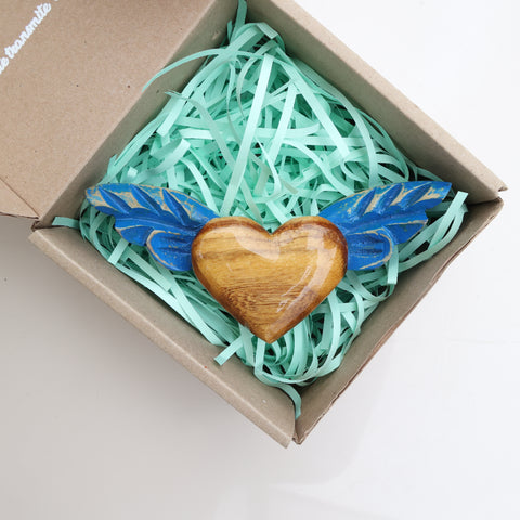 💙 Corazón Alado Mini – Decoración Artesanal 🕊️