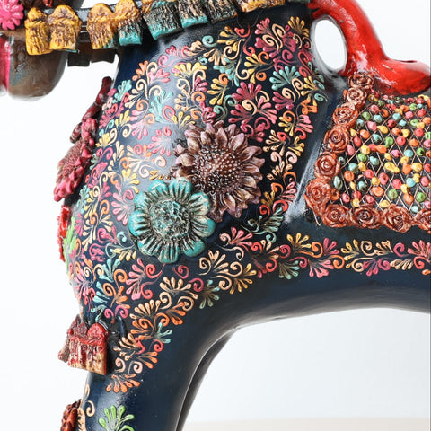 🐎 Caballo de Pucará Premium Negro Brillante 28 cm – Cerámica Artesanal Peruana Decorativa de Lujo