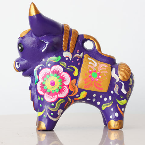 Toro de Pucará 13 cm – Cerámica Artesanal Peruana Decorativa Hecha a Mano