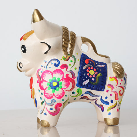 Toro de Pucará 13 cm – Cerámica Artesanal Peruana Decorativa Hecha a Mano