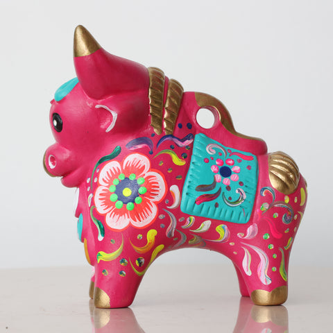 Toro de Pucará 13 cm – Cerámica Artesanal Peruana Decorativa Hecha a Mano