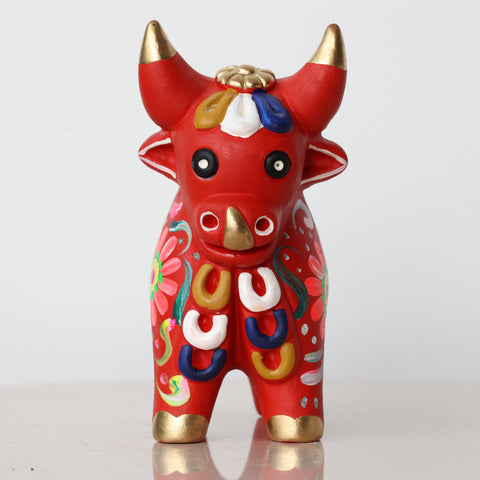 Toro de Pucará 13 cm – Cerámica Artesanal Peruana Decorativa Hecha a Mano