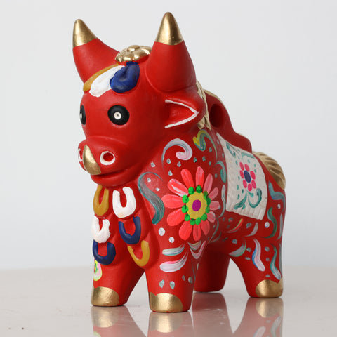Toro de Pucará 13 cm – Cerámica Artesanal Peruana Decorativa Hecha a Mano
