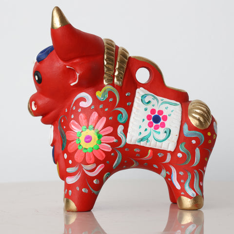 Toro de Pucará 13 cm – Cerámica Artesanal Peruana Decorativa Hecha a Mano