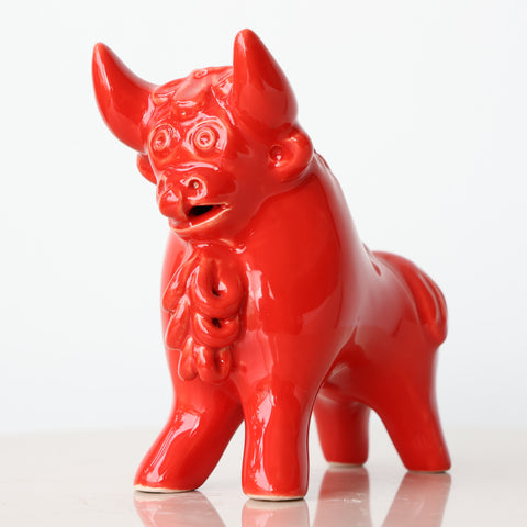 Toro de Pucará 13 cm – Cerámica Artesanal Peruana Decorativa Hecha a Mano