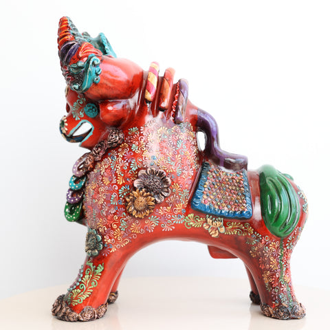 🐂 Toro de Pucará Premium Rojo 31 cm – Cerámica Artesanal Peruana Decorativa de Lujo