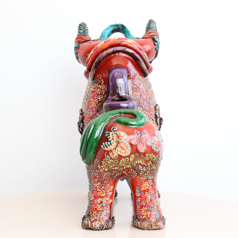 🐂 Toro de Pucará Premium Rojo 31 cm – Cerámica Artesanal Peruana Decorativa de Lujo