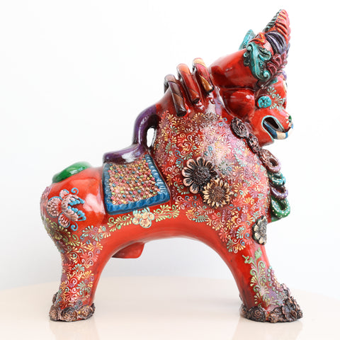 🐂 Toro de Pucará Premium Rojo 31 cm – Cerámica Artesanal Peruana Decorativa de Lujo
