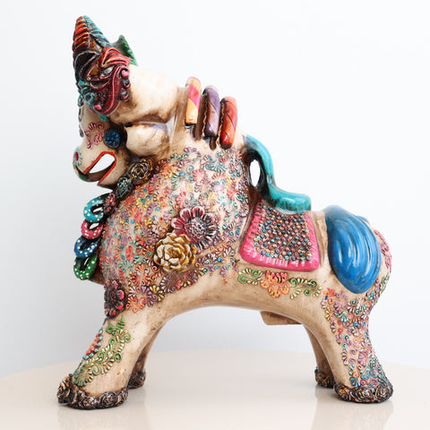 🐂 Toro de Pucará Premium Marfil 31 cm – Cerámica Artesanal Peruana Decorativa de Lujo