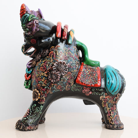 🐂 Toro de Pucará Premium Negro 31 cm – Cerámica Artesanal Peruana Decorativa de Lujo