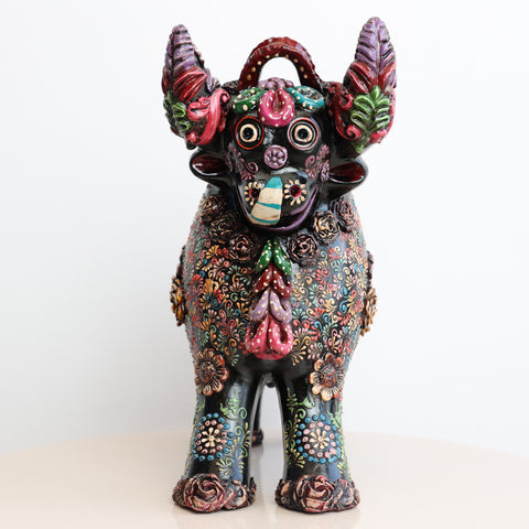 🐂 Toro de Pucará Premium  Negro 31 cm – Cerámica Artesanal Peruana Decorativa de Lujo