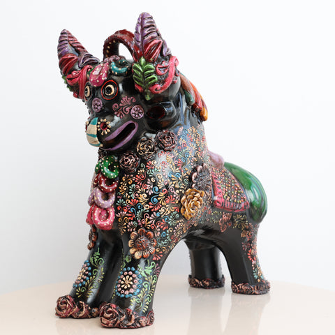 🐂 Toro de Pucará Premium  Negro 31 cm – Cerámica Artesanal Peruana Decorativa de Lujo
