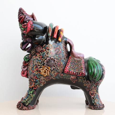 🐂 Toro de Pucará Premium  Negro 31 cm – Cerámica Artesanal Peruana Decorativa de Lujo