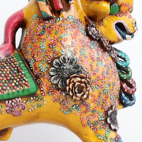 🐂 Toro de Pucará Premium Mostaza Dorado 31 cm – Cerámica Artesanal Peruana Decorativa de Lujo