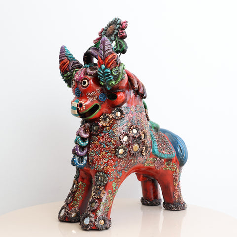 🐂 Toro de Pucará Premium Rojo 37 cm – Cerámica Artesanal Peruana Decorativa de Lujo