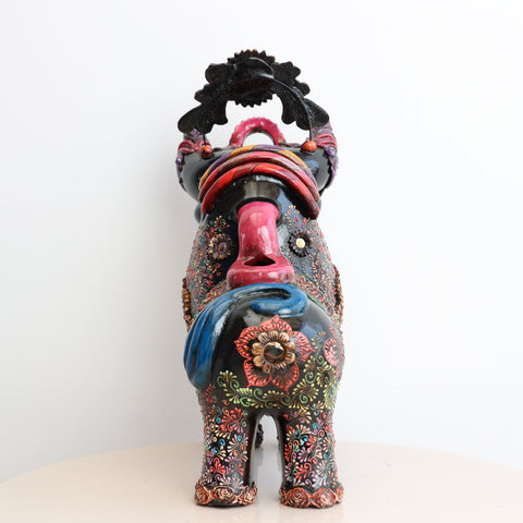 🐂 Toro de Pucará Premium Negro 37 cm – Cerámica Artesanal Peruana Decorativa de Lujo